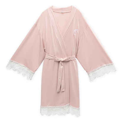 Women's Personalized Jersey Knit Robe With Lace Trim