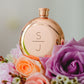 Personalized Rose Gold Stainless Steel Round Hip Flask - Stacked Monogram Engraving