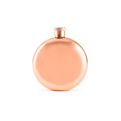 Personalized Rose Gold Stainless Steel Round Hip Flask - Stacked Monogram Engraving