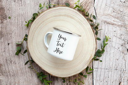 Custom Enamel Mug - Add Your Text, Logo, or Quote