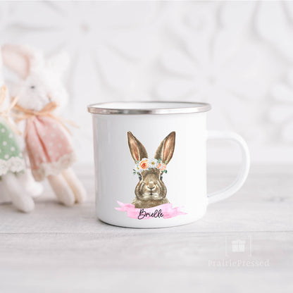 Kids Easter Bunny Personalized Enamel Mug 12oz