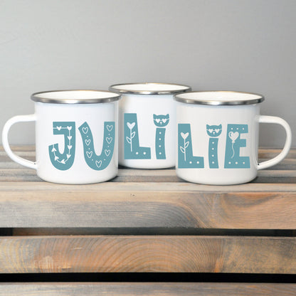 Kids Personalized Enamel Mug 12oz - Name Wrap