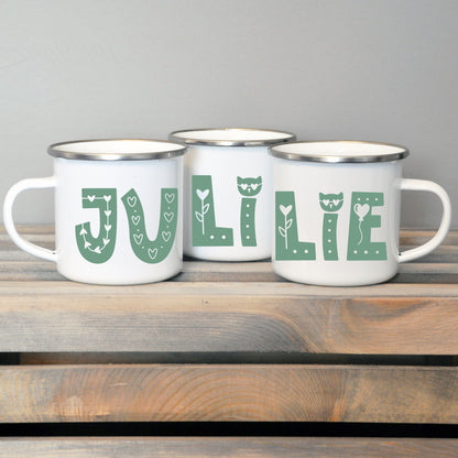 Kids Personalized Enamel Mug 12oz - Name Wrap