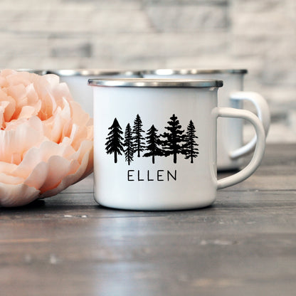 Bridesmaid, Maid of Honor, Bridal Enamel Mug - Trees