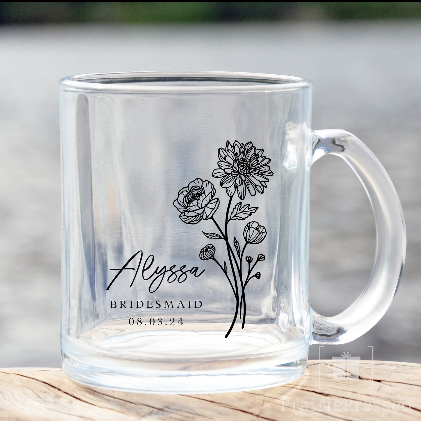 Bridesmaid Wildflower Glass Mug