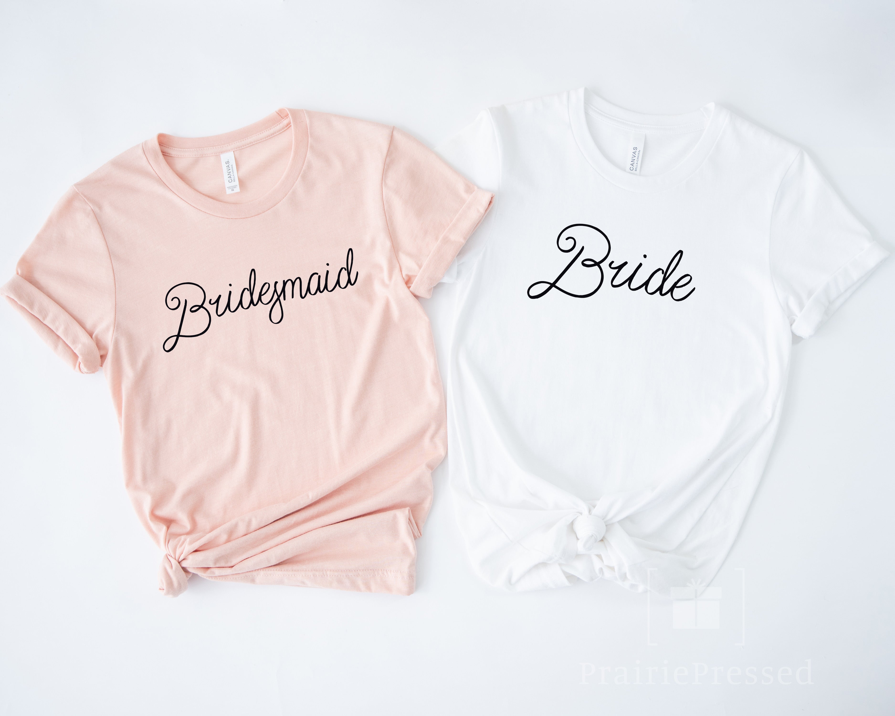 Bridal Party Shirts Vintage Script PrairiePressed