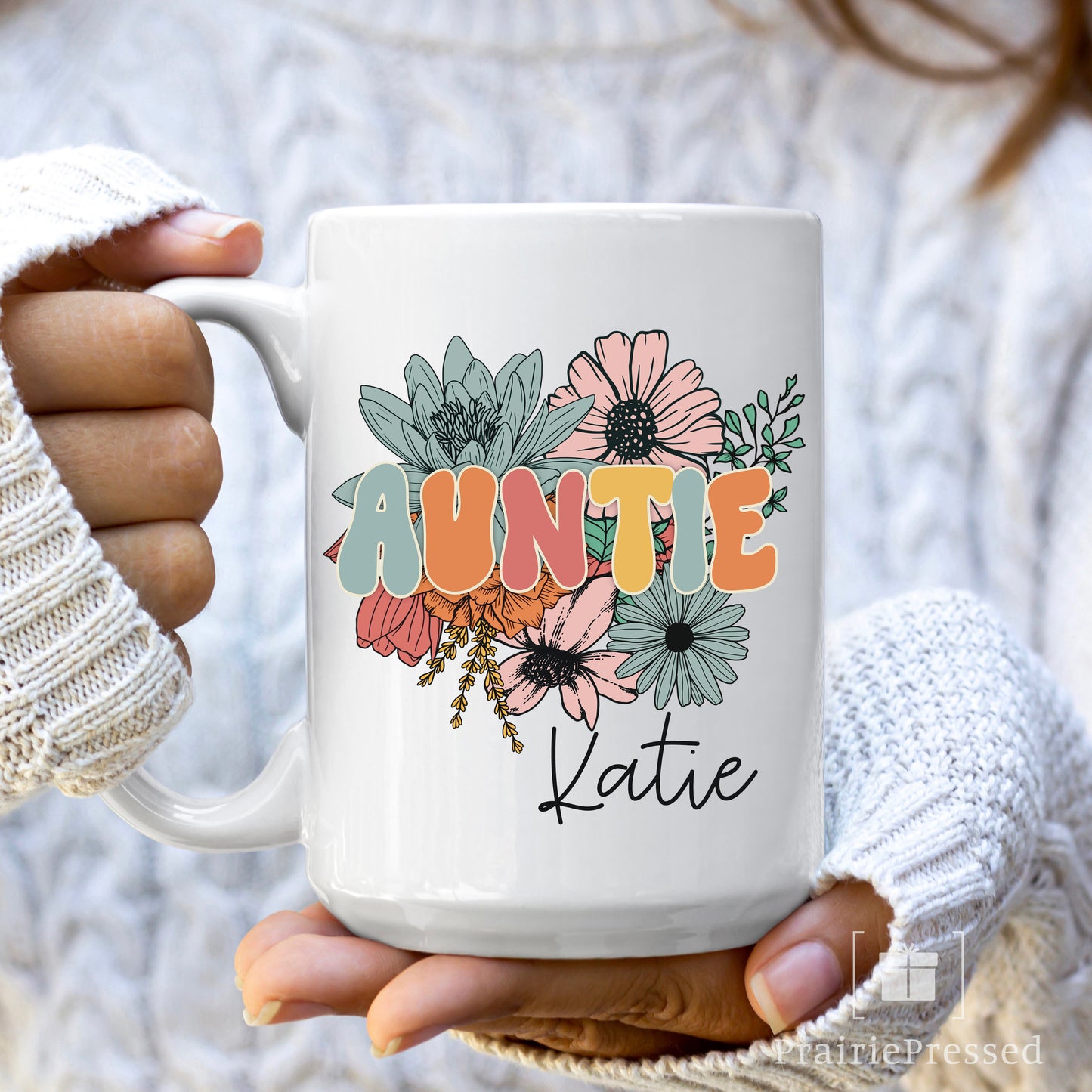 Auntie Mug - Personalized Retro Floral