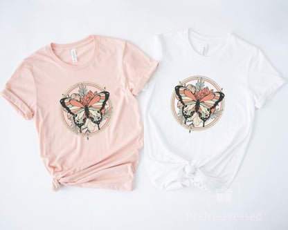 Butterfly Vintage Floral T Shirt