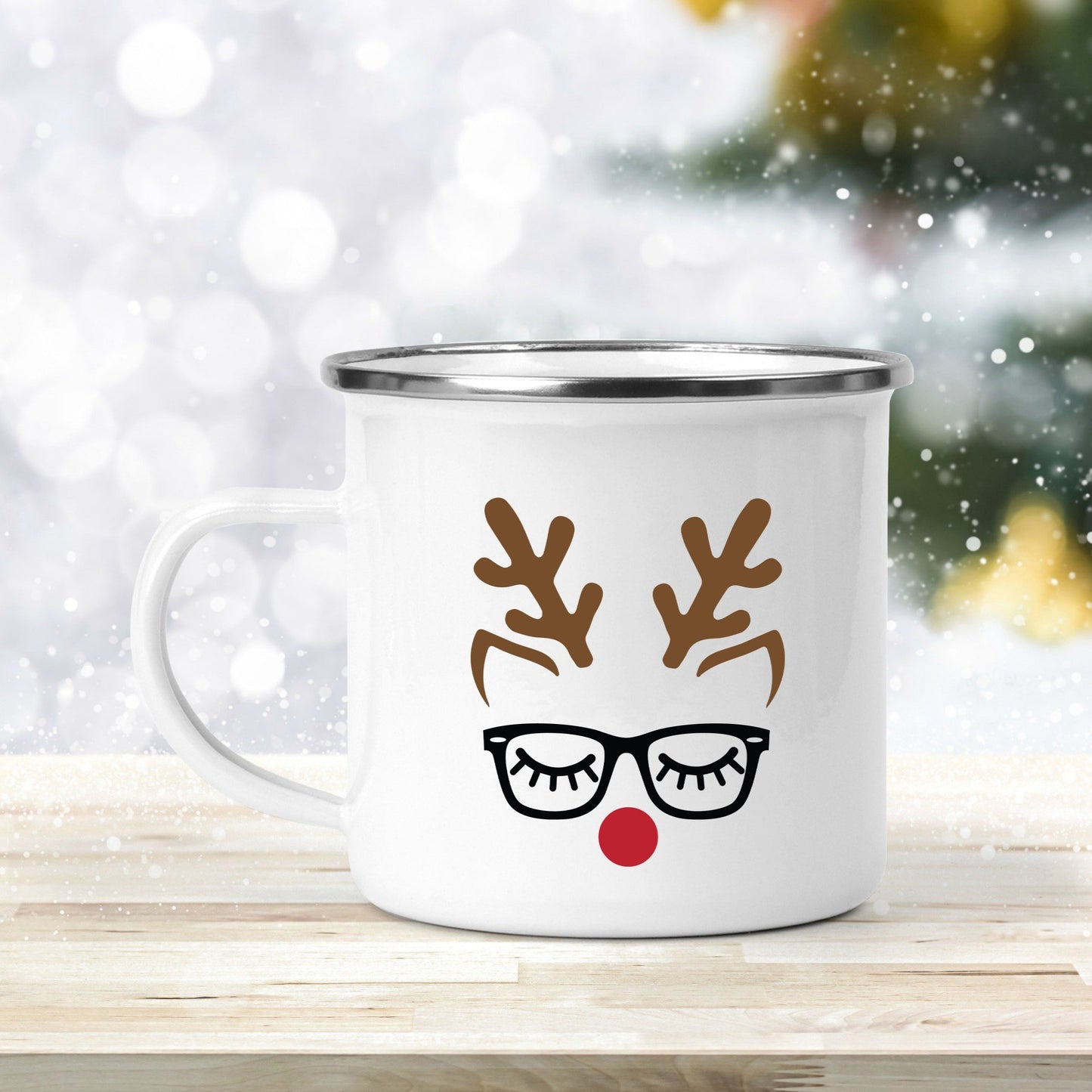 Kids Reindeer Personalized Enamel Mug 12oz