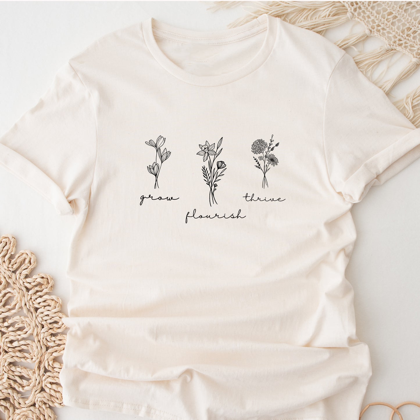 Grow/Thrive/Flourish Wildflower Bouquet T- Shirt