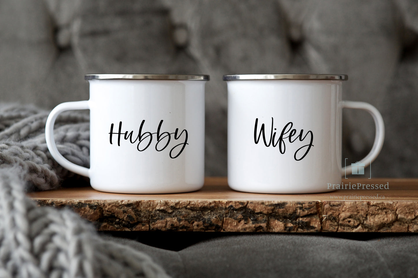 Enamel Mug Set - Hubby & Wifey