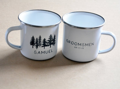 Groomsman, Best Man, Wedding Party Forest Enamel Mug - Wedding Party Gift