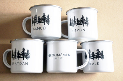 Groomsman, Best Man, Wedding Party Forest Enamel Mug - Wedding Party Gift