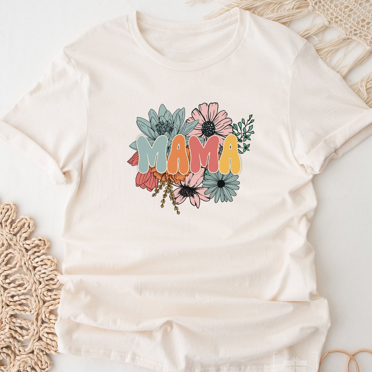 Mama Retro Flowers T- Shirt
