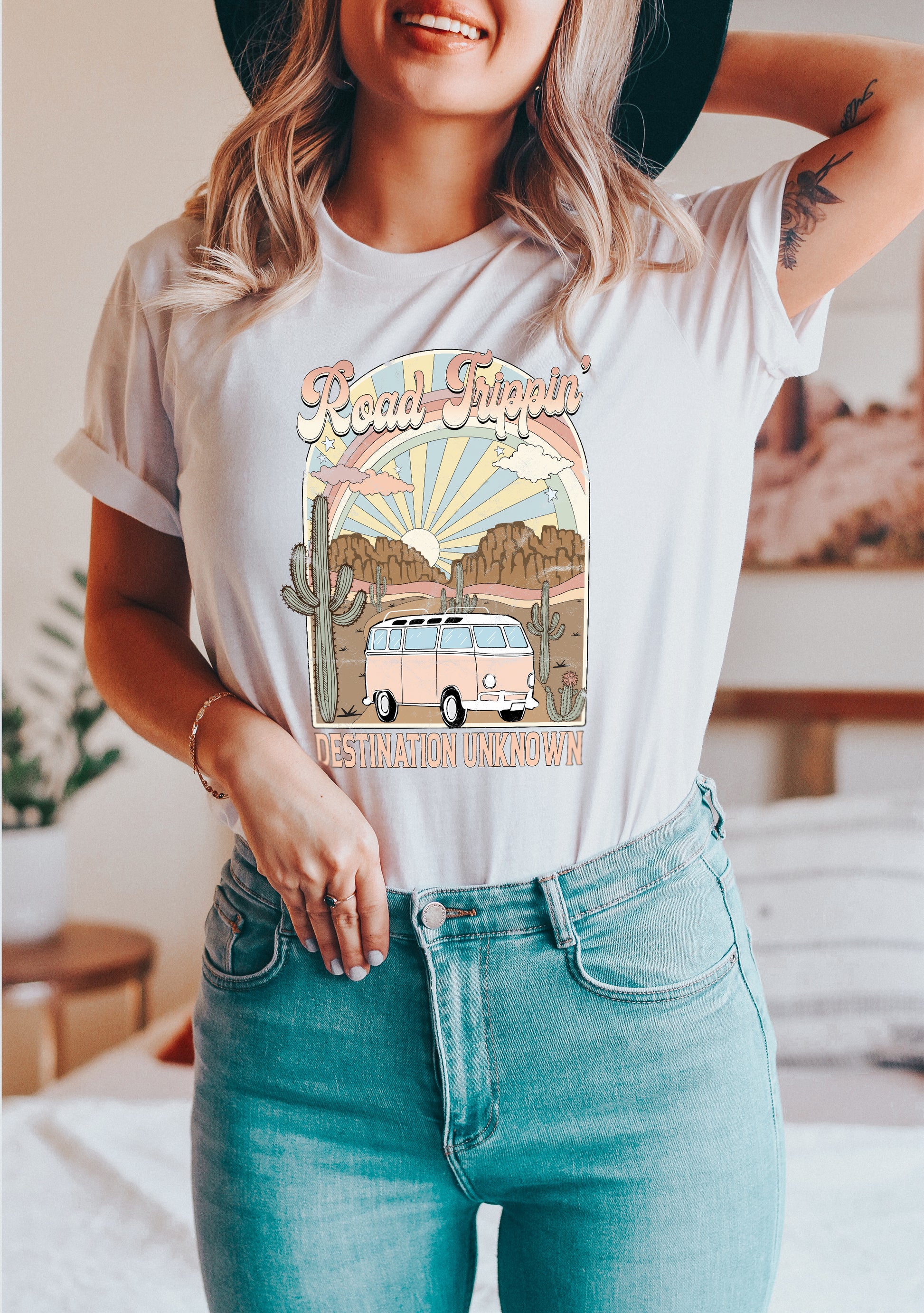 Road Trippin Destination Unknown Bella Canvas Graphic Tee Shirt