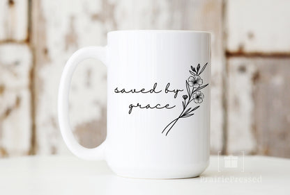 Saved by Grace Wildflower Ceramic Mug