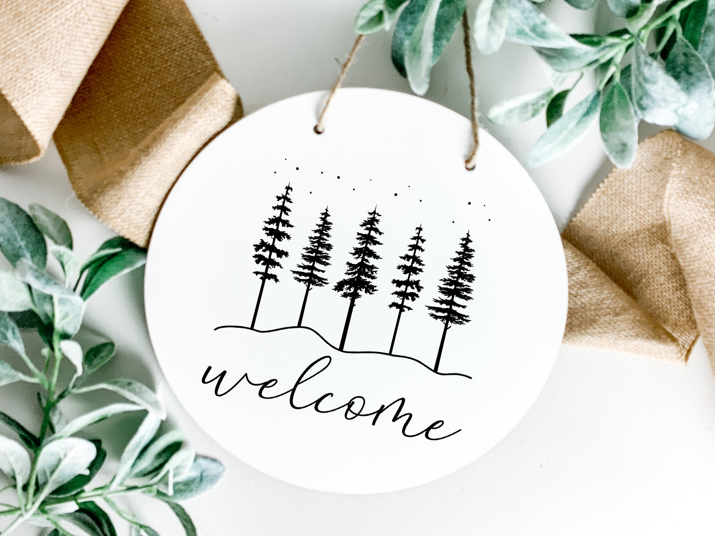 Welcome Door Hanger - Winter Trees
