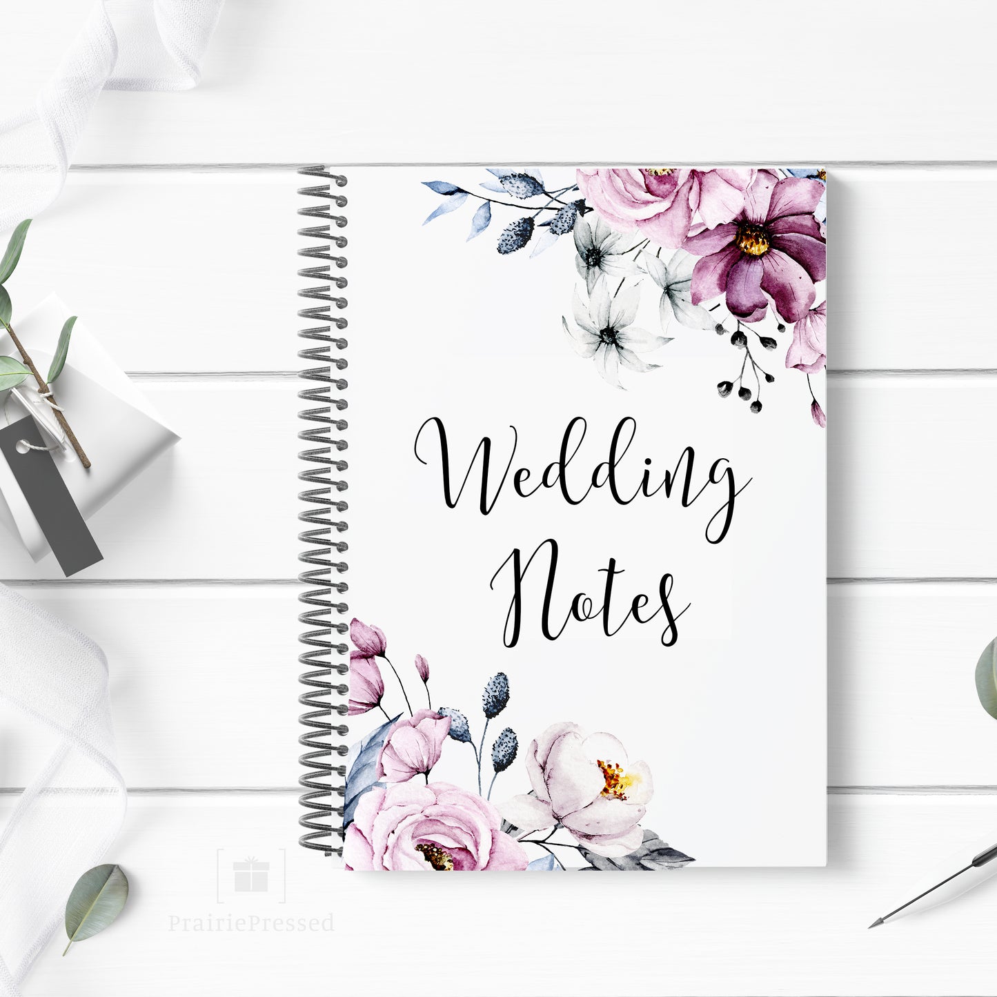 Notebook - Wedding Notes Pink Blue Floral
